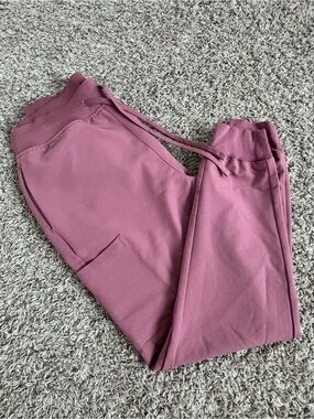 Womens Scrub Mauve Jogger Pants with Drawstring Waist